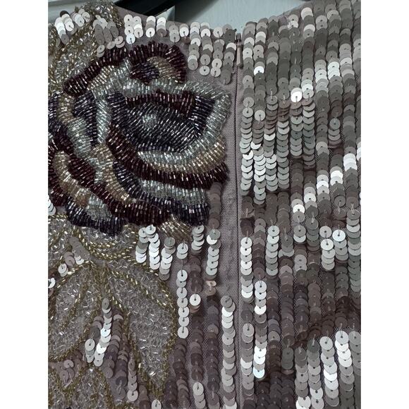 NWT Mac Duggal Floral Sequined Beaded Midi Dress Size 4 - Picture 15 of 16